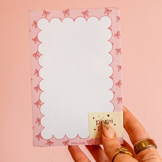 Pippi Post Pink Coquette Bows 4x6 Notepad