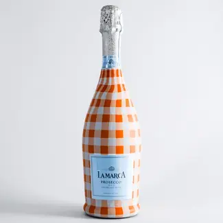 Beau Bottles Wraps Full Size Prosecco Bottle Orange and White Gingham