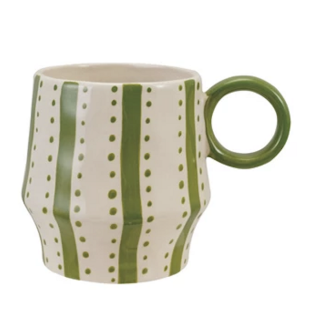 Green Stripes & Dots Mug