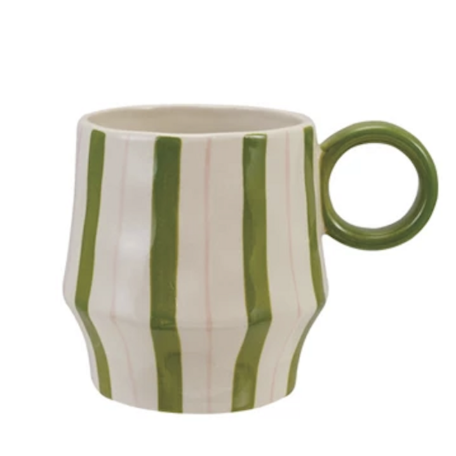 Green & Pink Stripes Mug