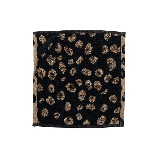 Leopard Print Woven Terry Wash Cloth with Loop