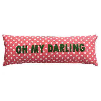 "Oh My Darling" Cotton Voile Lumbar Pillow with Polka Dots & Embroidery