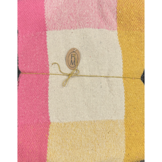 Pink and Mustard Woven Recycled Cotton Jacquard Throw