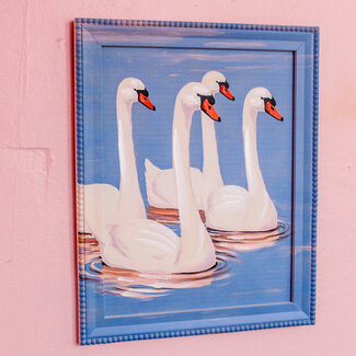 Blue Swan Framed Wall Decor
