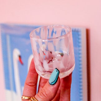 2 oz. Hand-Blown Pink Confetti Shot Glass