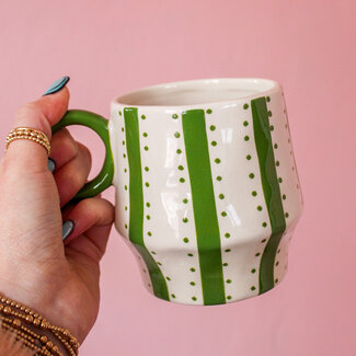 Green Stripes & Dots Mug