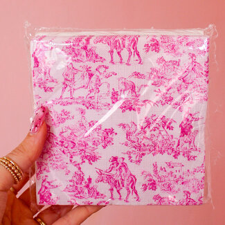 Pink Toile Cocktail Napkin