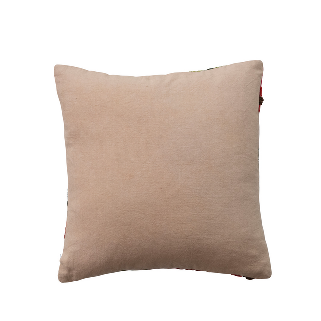 Embroidered Pillow with Flowers