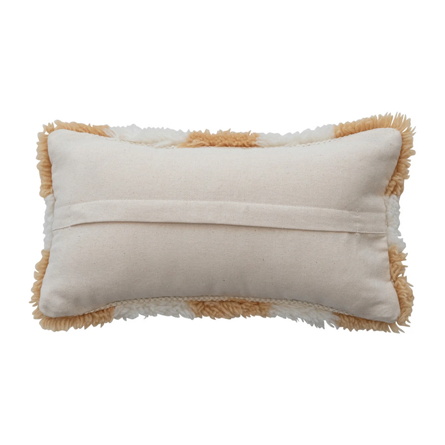Hand-Woven New Zealand Wool & Cotton Shag Lumbar Pillow