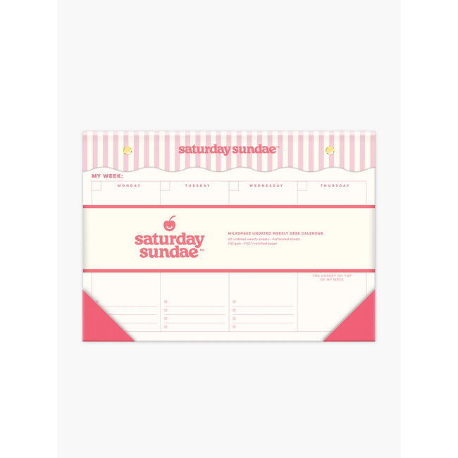 Bubble Gum Milkshake Undated Weekly Desk Pad
