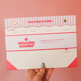 Bubble Gum Milkshake Undated Weekly Desk Pad