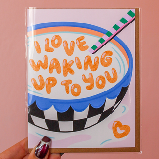 K+S Design Co Love Waking Up to You Breakfast Cereal Card