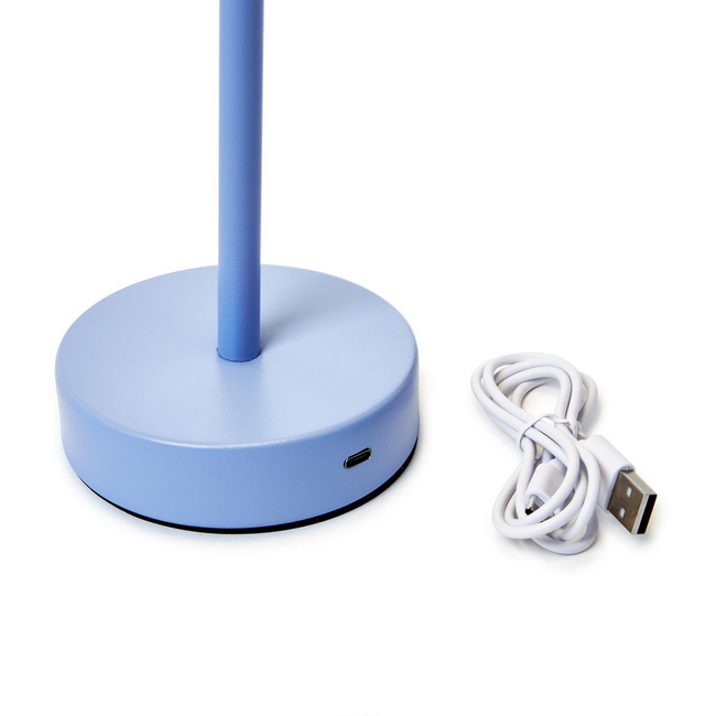 Blue LED Portable Cordless Table Lamp with Scalloped Edge Shade in Gift Box