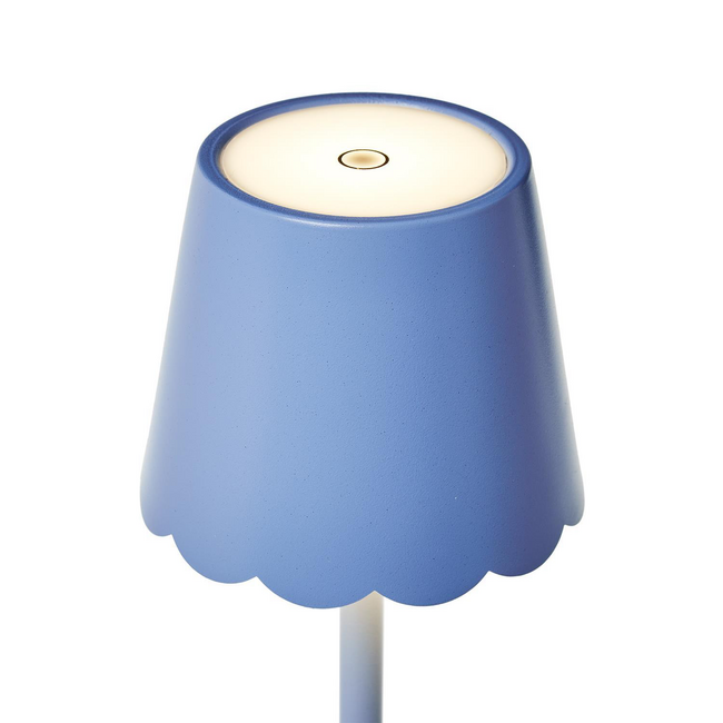 Blue LED Portable Cordless Table Lamp with Scalloped Edge Shade in Gift Box