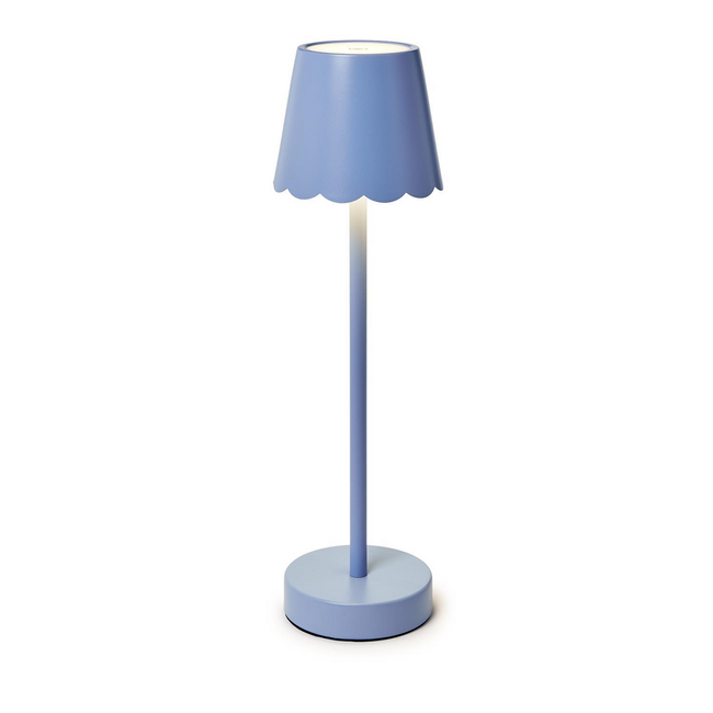 Blue LED Portable Cordless Table Lamp with Scalloped Edge Shade in Gift Box