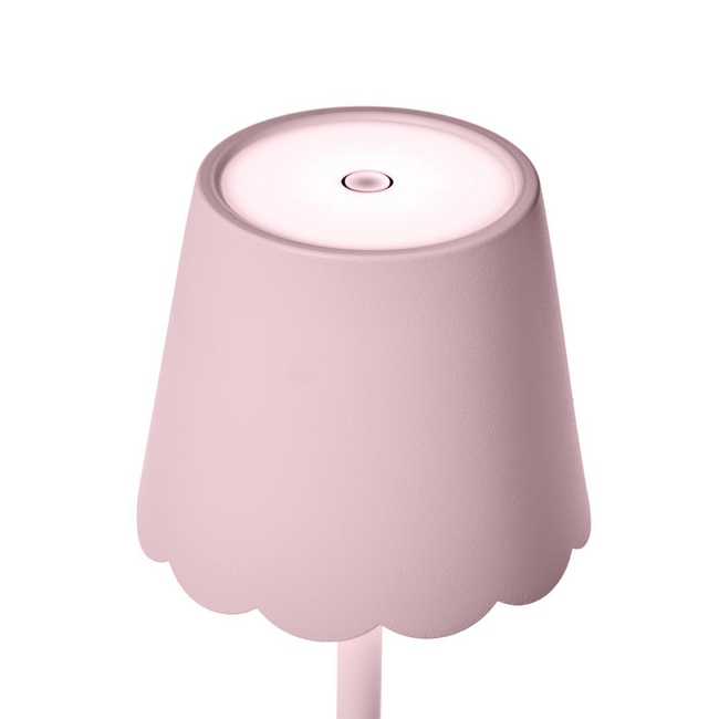 Pink LED Portable Cordless Table Lamp with Scalloped Edge Shade in Gift Box