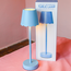 Blue LED Portable Cordless Table Lamp with Scalloped Edge Shade in Gift Box
