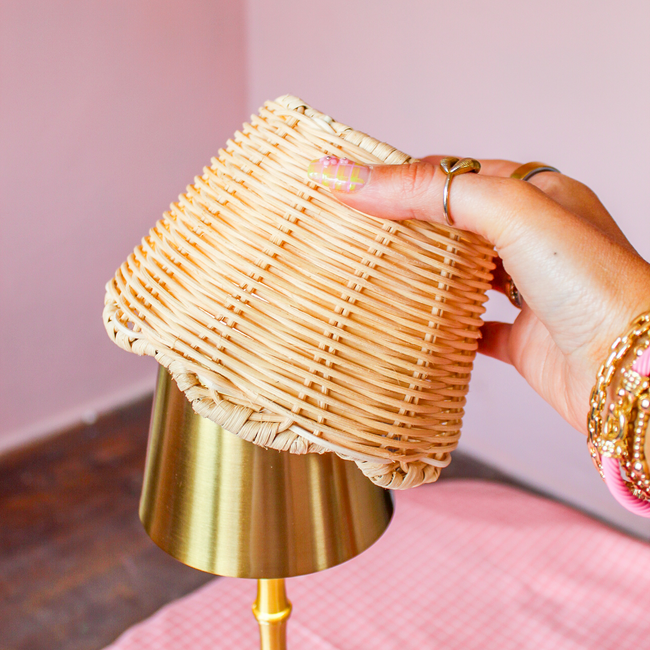 Rattan Lampshade with Scalloped Edge