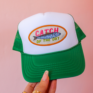 Catch of the Day Trucker Hat in Green Split