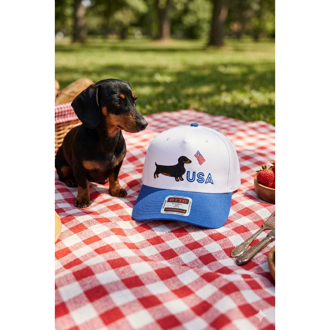 Red White and Woof Embroidered Hat
