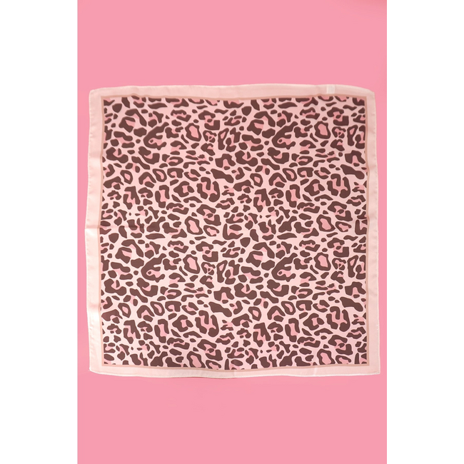 Pink Leopard Silk Bandana Scarf