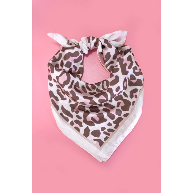 Pink Leopard Silk Bandana Scarf