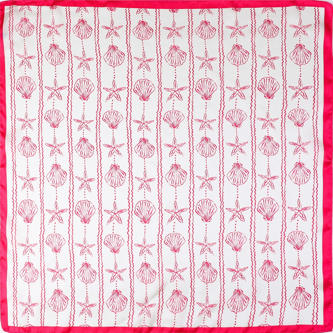 Pink Shell & Starfish Silk Bandana Scarf