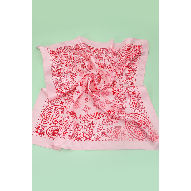 Paisley Pink Silk Bandana Scarf