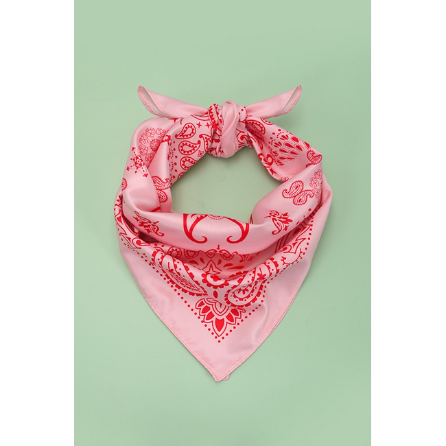 Paisley Pink Silk Bandana Scarf