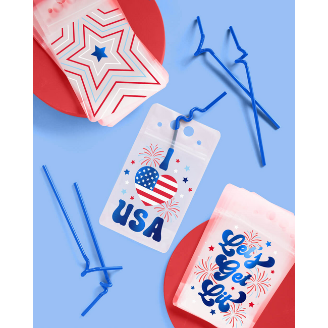 Party in the USA Sippers - 16 Pouches + Straws