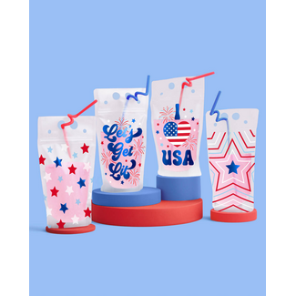 xo, fetti Party in the USA Sippers - 16 Pouches + Straws
