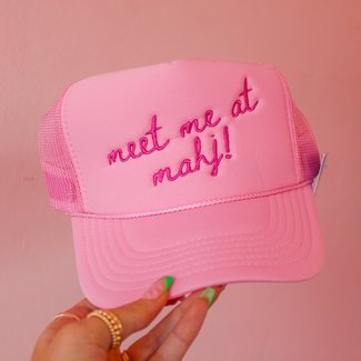 la fete goods Meet Me At Mahj! Embroidered Trucker Hat