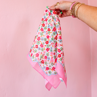 JOSSLYN by wall to wall Ditsy Print Silk Bandana Scarf