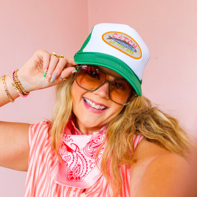 Catch of the Day Trucker Hat in Green Split