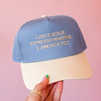 Ruby Moon Loves Jesus Espresso Martinis & America Too Hat