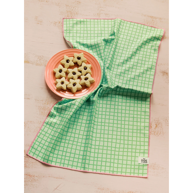 Green Grid Waffle Towel