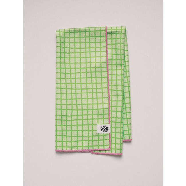 Green Grid Waffle Towel