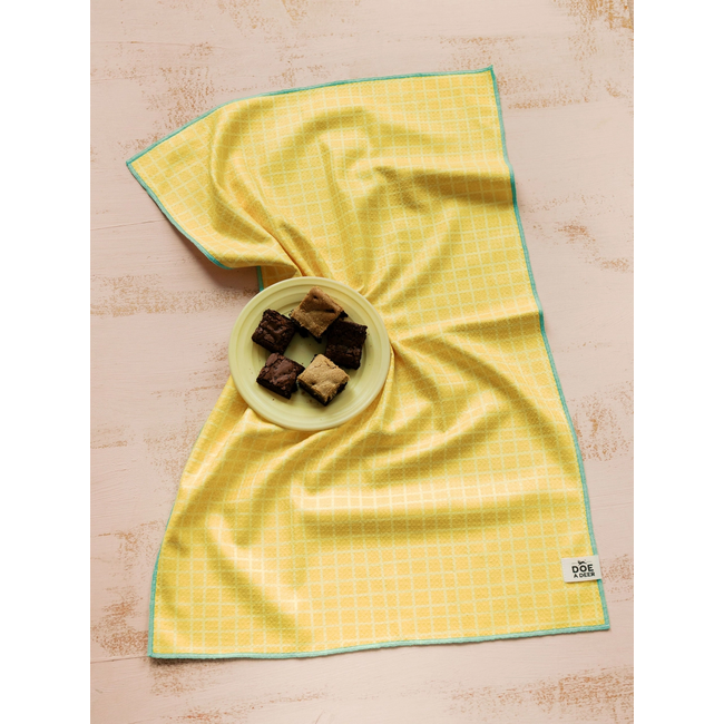 Yellow Grid Waffle Towel