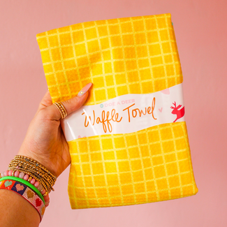 Yellow Grid Waffle Towel