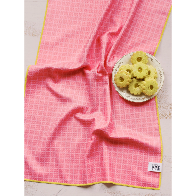 Pink Grid Waffle Towel