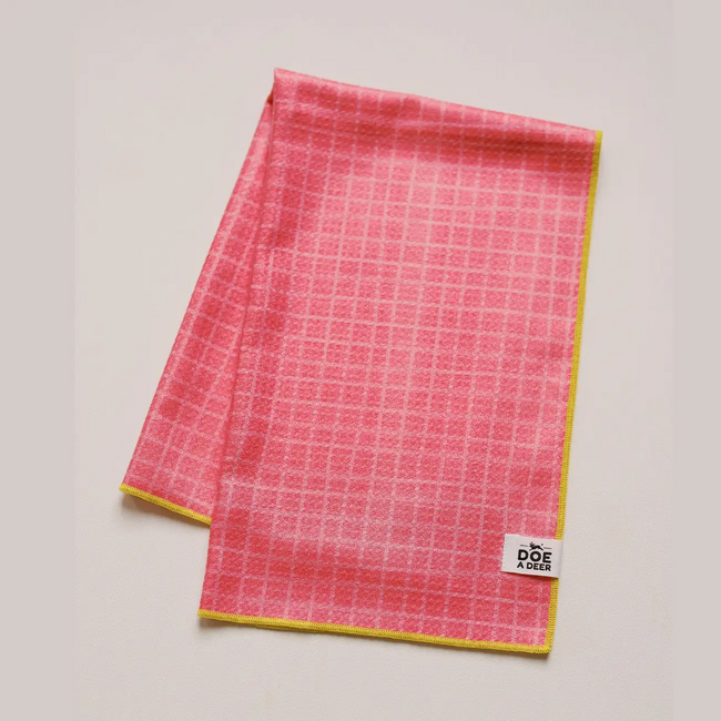 Pink Grid Waffle Towel