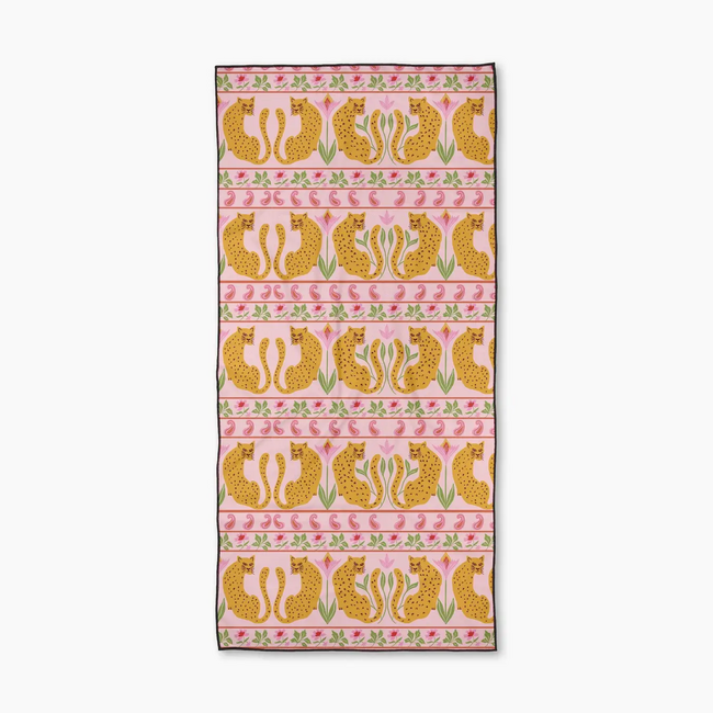 Jungle Blooms Pink Geometry Beach Towel