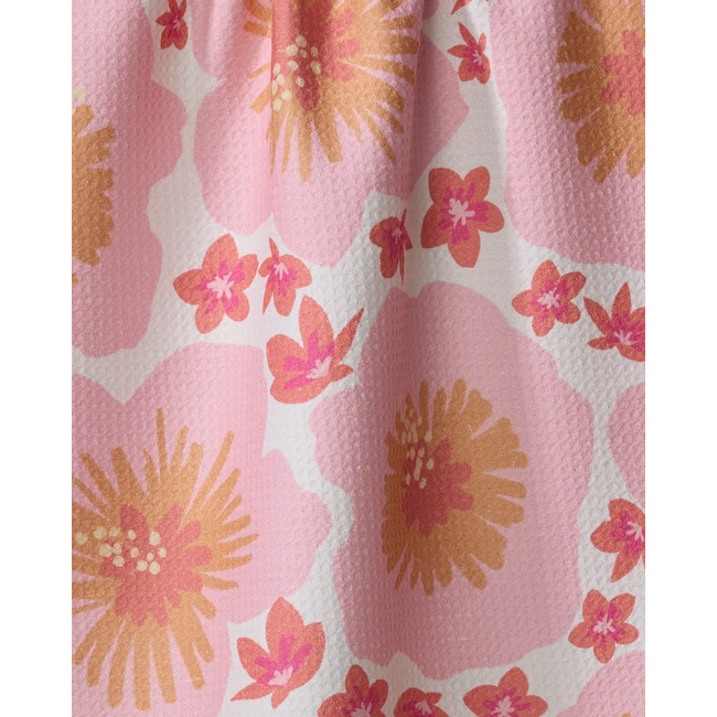 Hibiscus Sunset Geometry Tea Towel