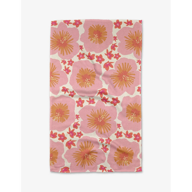 Hibiscus Sunset Geometry Tea Towel
