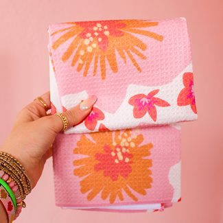 Geometry Hibiscus Sunset Geometry Tea Towel