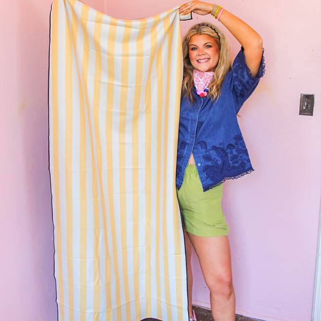 Yellow Cabana Geometry Beach Towel
