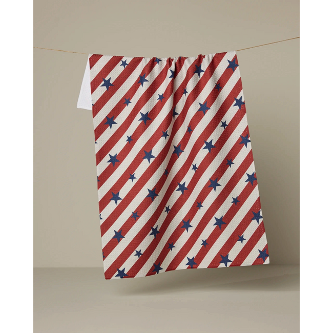 Patriotic Stripe Geometry Tea Towel