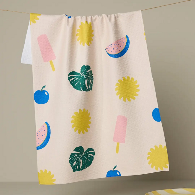 Fruity Pop Geometry Tea Towel