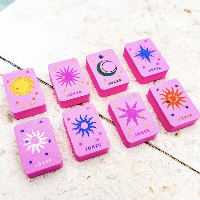 Floating Mahjong Tiles in Floral Pink for the Pool