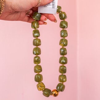 BelJoy Noemi Chunky Beaded Necklace - Green